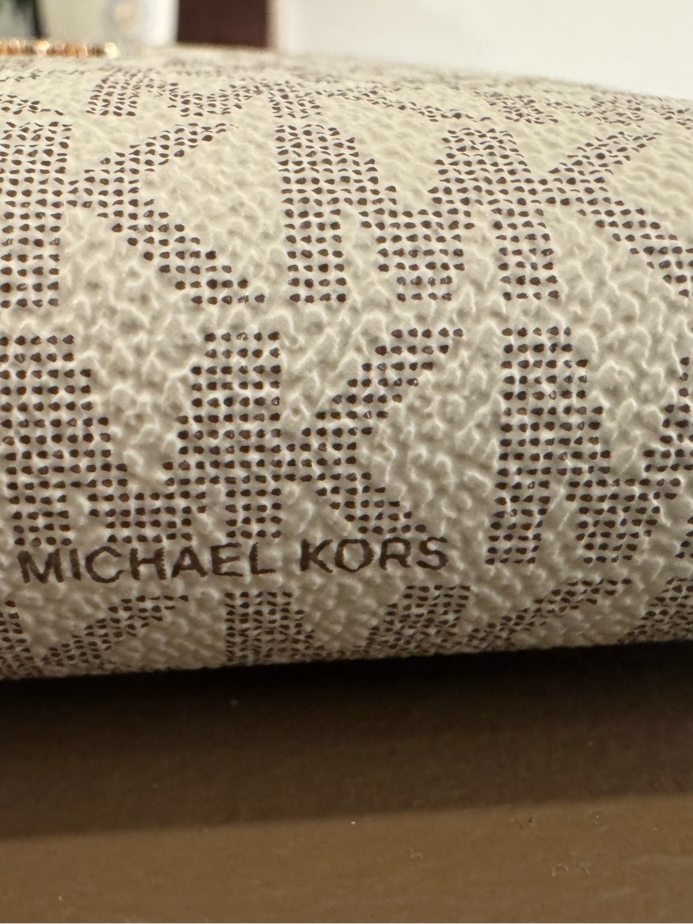 NWT Michael Kors Beige Logo Wristlet with Gold Accents - Picture 6 of 9